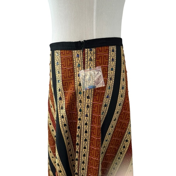 Willie Smith Beaded Bohemian New Without Tags Chevron Patterned Maxi Skirt - Picture 9 of 15